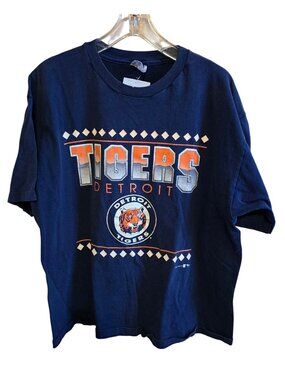 Detroit Tigers MLB Graphic Tee XL Navy Vintage Baseball Shirt